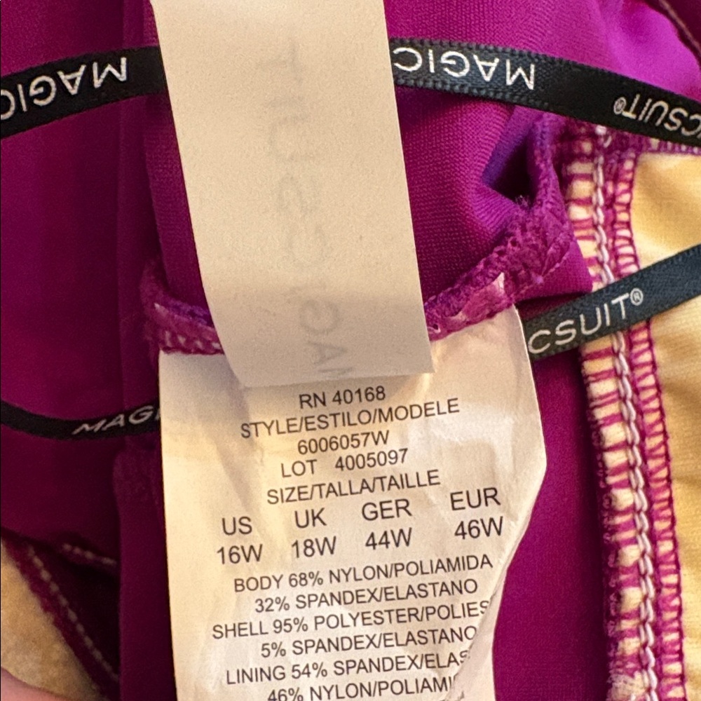 Magicsuit by Miraclesuit Bianca Romper Swimsuit Hibiscus Fuschia Size 16W NWT - Picture 9 of 12